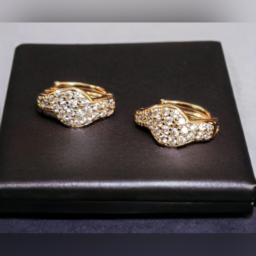 Womens Stainless Steel CZ Gold 4mm Earrings